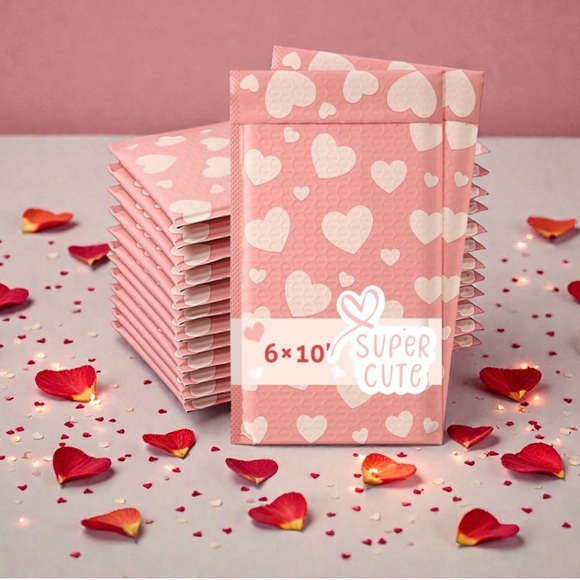 Pink Heart Bubble Mailers 6x10 25 - Picture 9 of 10